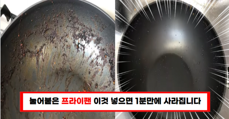 “눌어붙은 프라이팬, 1분 내 해결법 공개! 세척이 이렇게 쉬웠다니!”