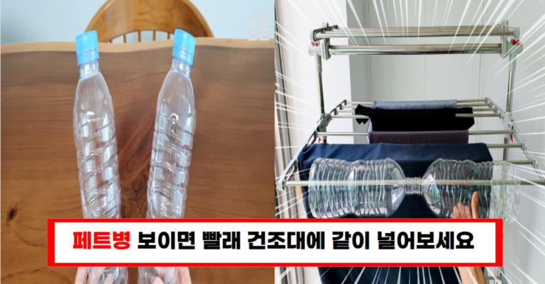 페트병을 건조대에 끼우면 빨래가 이렇게 빨리 마릅니다!