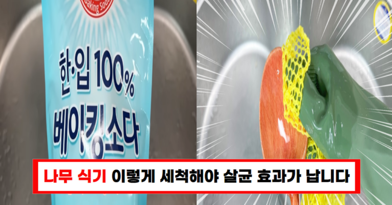 베이킹 소다로 나무 주걱 깨끗하게 세척하기