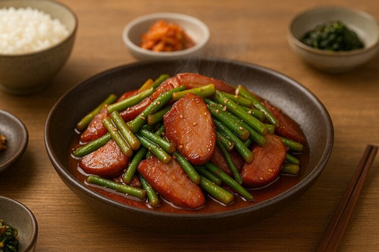 훈제오리 마늘쫑볶음